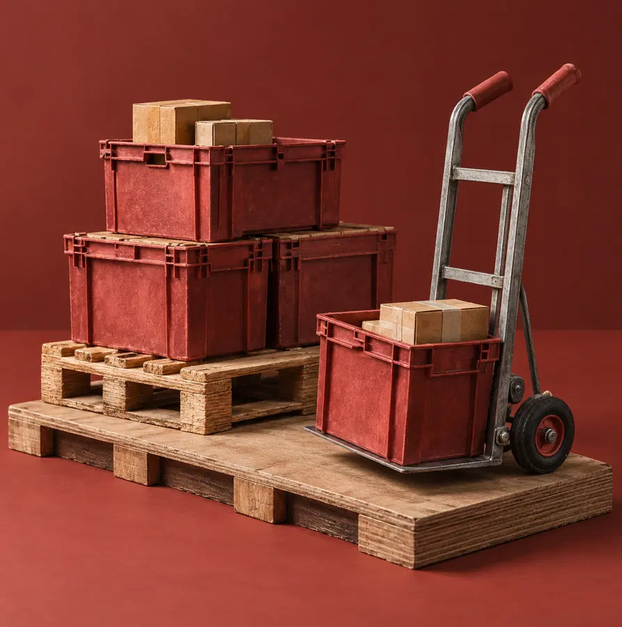 Illustration of logistics businesses equipment and workspace